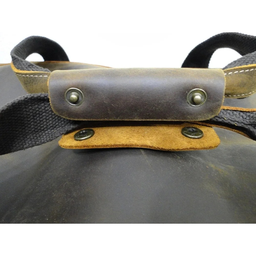 Polare Mens Full Grain Leather Duffel Bag Weekender Travel Luggage Brown Vintage